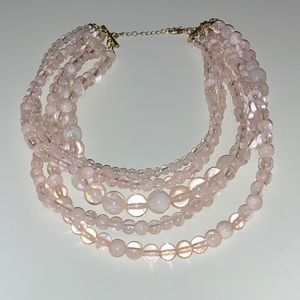 Fashion Manmade 4 Tier Light Pink Necklace